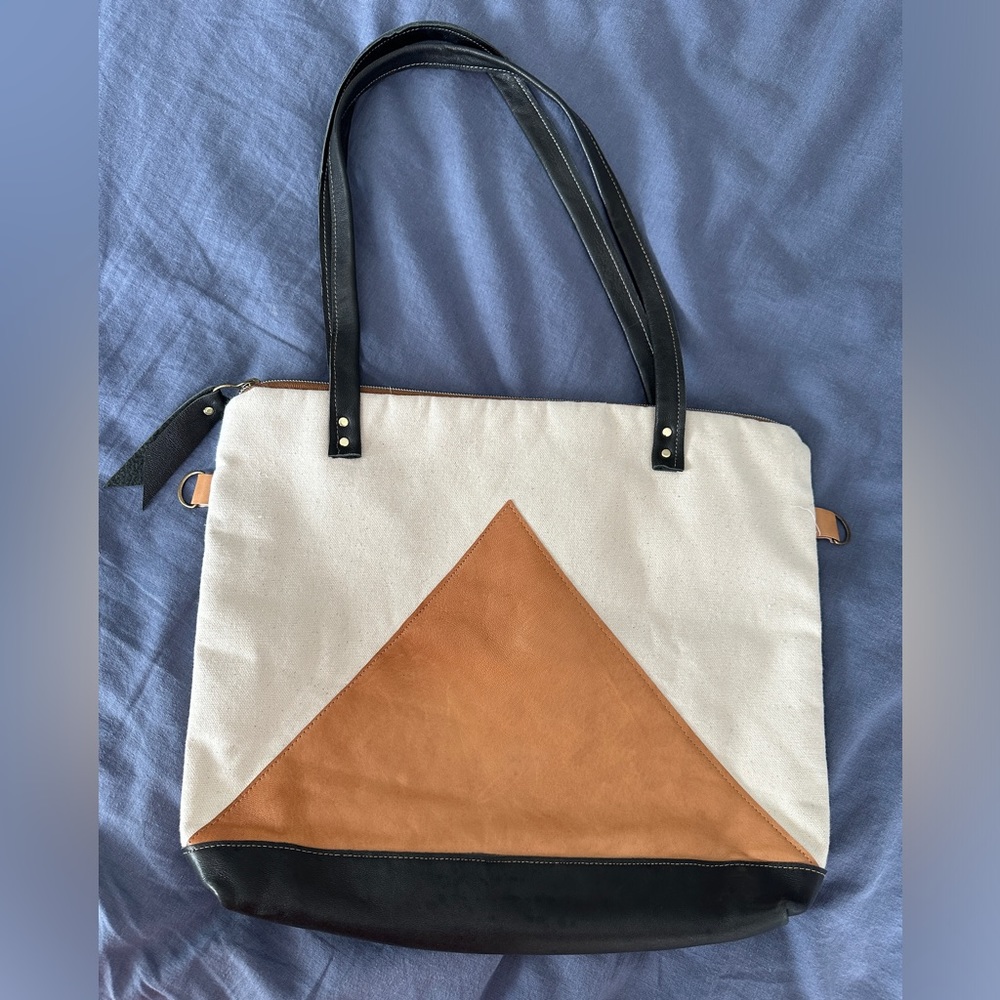 Melmax leather and canvas tote bag - Picture 8 of 15